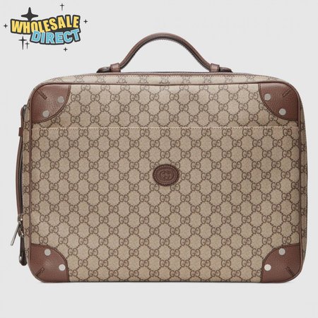 Gucci Beige Briefcase With Logo