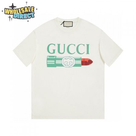 GUCCI LIPSTICK PRINT PRINT COTTON T-SHIRT WHITE