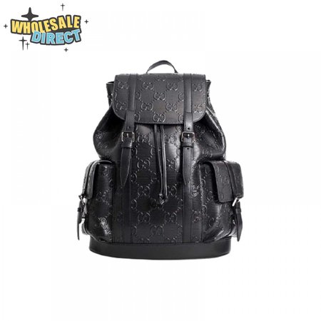 Gg Embossed Backpack In Black Leather GBP014