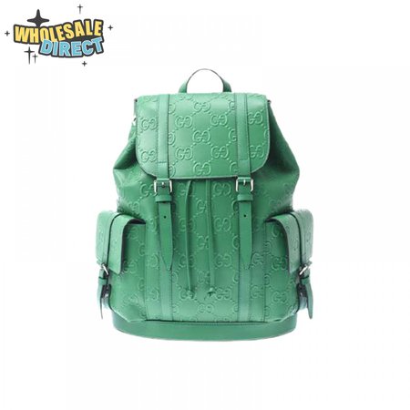 Gg Embossed Backpack In Green Leather GBP015