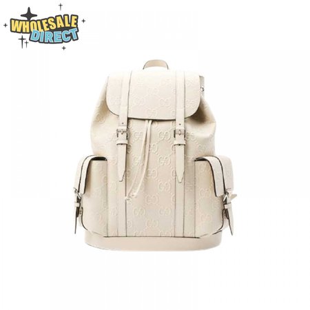 Gg Embossed Backpack In White Leather GBP013