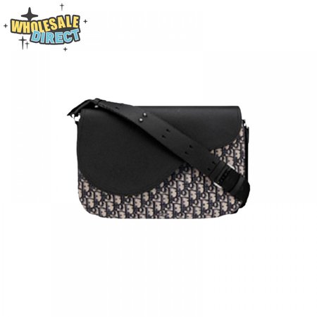 Saddle Messenger Bag Beige and Black Dior Oblique Jacquard and Black Grained Calfskin - DMB010