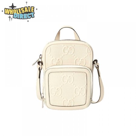 Gg Embossed Mini Bag In White Leather GMB016