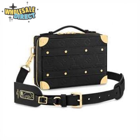 nba handle trunk monogram coated canvas textile lining in black - lmb007