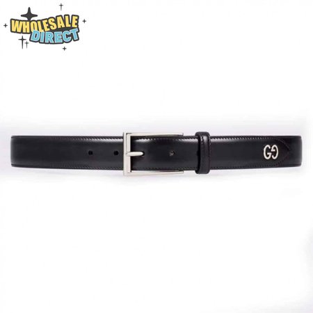 GUCCI LEATHER BELT WITH GG DETAIL - B46