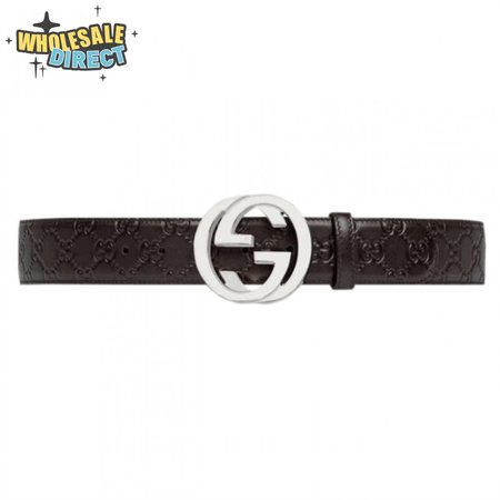 GUCCI BROWN GUCCISSIMA LEATHER INTERLOCKING GG BUCKLE BELT - B38
