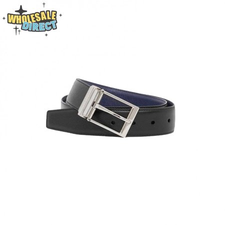 BURBERRY REVERSIBLE LONDON CHECK AND LEATHER BELT DARK CHARCOALBLACK - B29