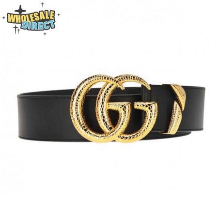 GUCCI LEATHER BELT WITH DOUBLE G BUCKLE - B11