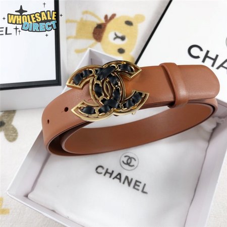 Chanel Leather Belt Buckle 30mm brown