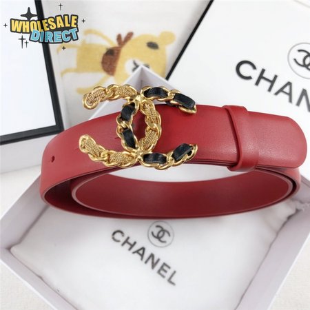 Chanel Leather Belt Buckle 30mm red