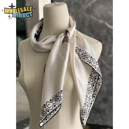 chanel silk scarf white