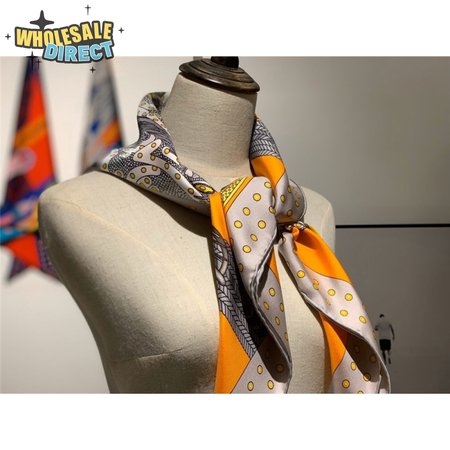 Hermes "Noble Saddle" Silk scarf Orange