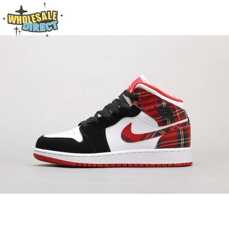 Air Jordan 1 Mid White Plaid Women's