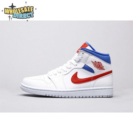 Air Jordan 1 Mid White Red Royal Unisex
