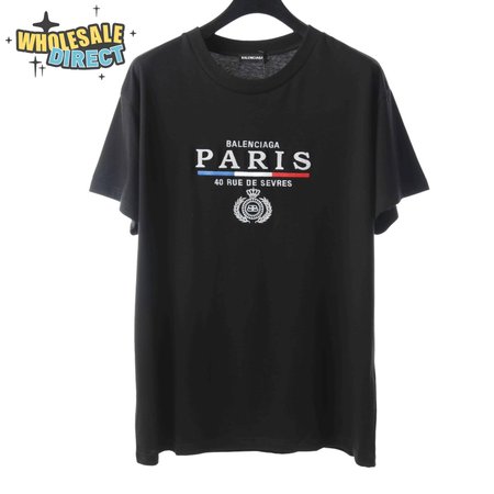 BALENCIAGA CROWN EMBROIDERED BLACK T SHIRT