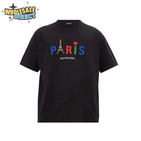 BALENCIAGA MEN'S BLACK MODE LOGO TEE - BB42