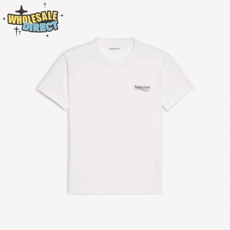 BALENCIAGA POLITICAL CAMPAIGN SMALL FIT T-SHIRT IN WHITE VINTAGE JERSEY - BB38