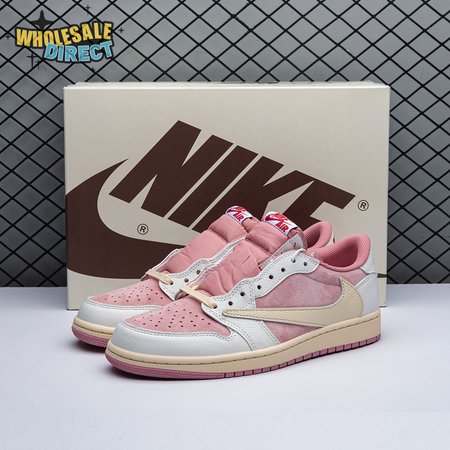 Travis Scott x Air Jordan 1 Low OG Pink Beige Red DM7866-600 Unisex