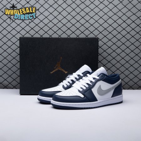 Jordan 1 Low Wolf Grey Midnight Navy 553558-141 Unisex