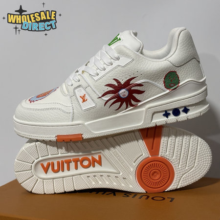 Trainer Silver White Floral Low-Top Sneaker