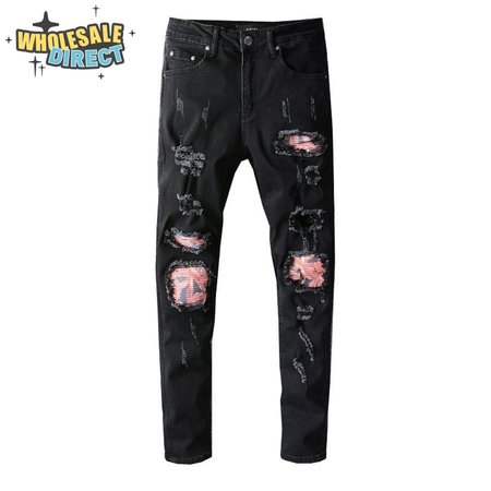 Amiri Design Rip Jeans Black/Red