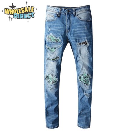 Amiri Design Rip Jeans Light Blue / Green