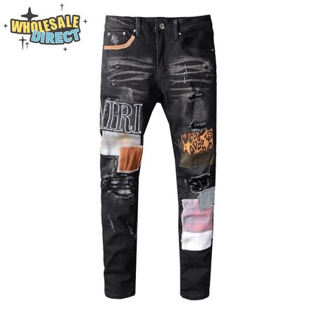 Amiri Logo Patch Jeans Black