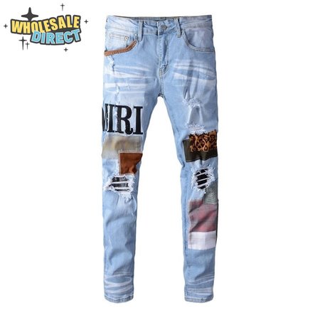Amiri Logo Patch Jeans Light Blue