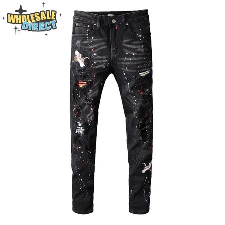 Amiri Pelican Splatter Jeans Black/White