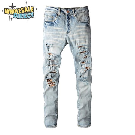 Amiri Ripped Design Jeans Light Blue