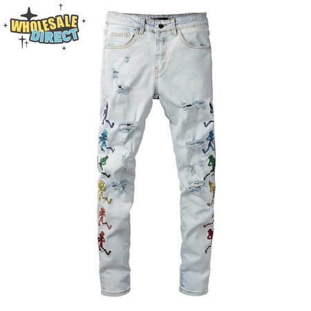 Amiri Skeleton Patch Jeans White