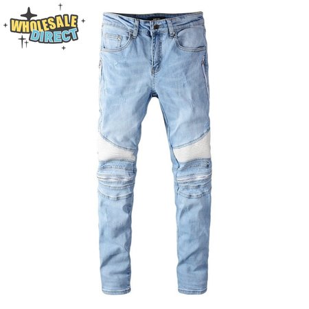 Amiri Zipper Jeans Light Blue / White