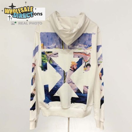 Off White Colored Arrows Zip Up Hoodie