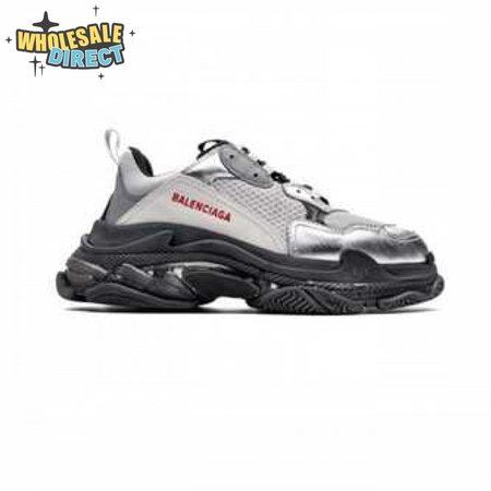 BALENCIAGA TRIPLE S WHITE & BLACK SOLE SNEAKERS - BB170