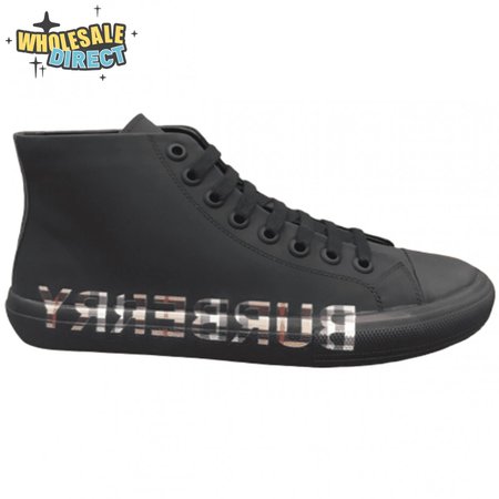 BURBERRY LOGO PRINT GABARDINE HIGH-TOP SNEAKERS - BBR82