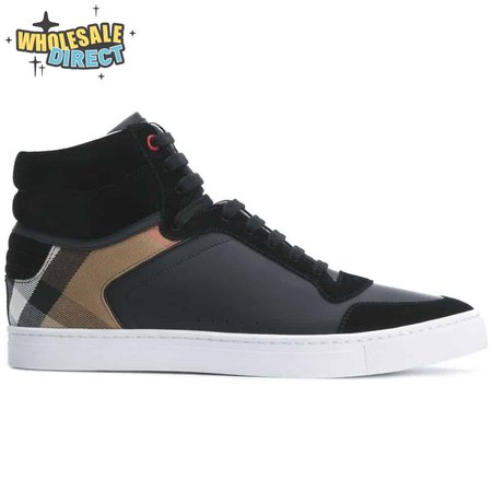 BURBERRY LEATHER AND HOUSE CHECK HI-TOP SNEAKERS - BBR28