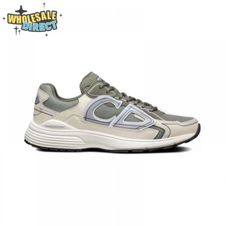 DIOR B30 SNEAKERS OLIVE MESH AND CREAM TECHNICAL FABRIC - CD86