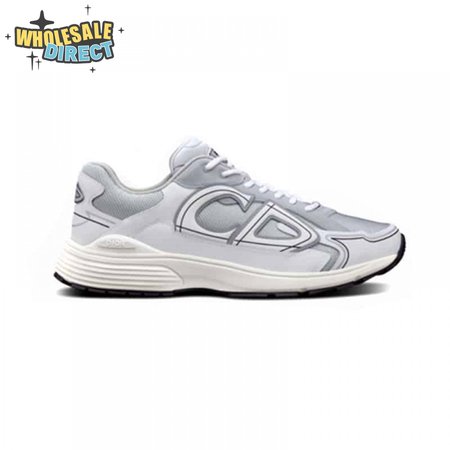 DIOR B30 SNEAKERS GRAY MESH AND WHITE TECHNICAL FABRIC - CD85