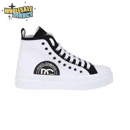 DOLCE AND GABBANA QUILTED TWO-TONE NYLON PORTOFINO LIGHT MID-TOP SNEAKERS IN WHITE - DG107