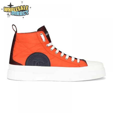 DOLCE AND GABBANA QUILTED TWO-TONE NYLON PORTOFINO LIGHT MID-TOP SNEAKERS - DG106