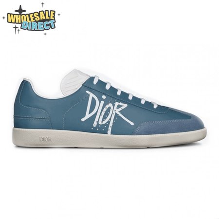 DIOR B01 SNEAKER BLUE SMOOTH CALFSKIN AND SUEDE WITH DIOR AND SHAWN SIGNATURE - CD57