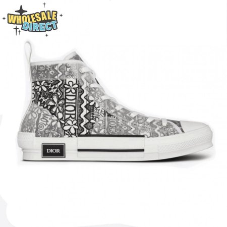 DIOR B23 HIGH-TOP SNEAKER WHITE CANVAS WITH DIOR AND SHAWN EMBROIDERY - CD73