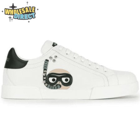 DOLCE & GABBANA CALFSKIN PORTOFINO SNEAKERS WITH PATCHES OF THE DESIGNERS - DG2