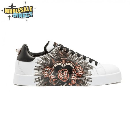 DOLCE & GABBANA PRINTED CALFSKIN PORTOFINO SNEAKERS - DG5