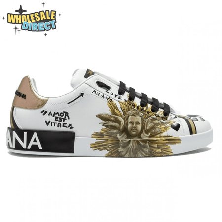 DOLCE & GABBANA PRINTED CALFSKIN PORTOFINO SNEAKERS - DG7