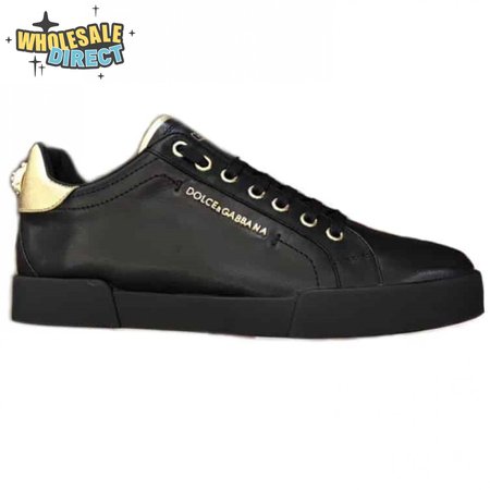 DOLCE & GABBANA SNEAKERS PORTFINO IN WHITE LEATHER WITH PERLA LOGATA - DG21