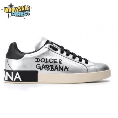 DOLCE AND GABBANA LOGO PRINT POSITANO LEATHER SNEAKERS - DG94