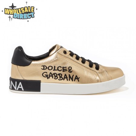 DOLCE AND GABBANA LOGO PRINT POSITANO LEATHER SNEAKERS - DG95