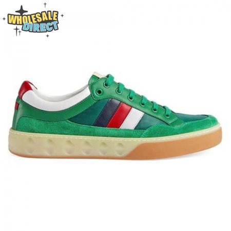 GUCCI MEN'S GREEN LEATHER AND NYLON SNEAKERS - GC61