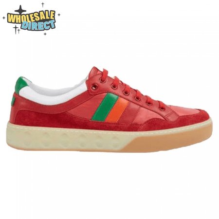 GUCCI MEN'S RED LEATHER AND NYLON SNEAKERS - GC62